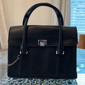 Tiffany and Co.  black leather, Medium tote satchel bag with small wallet